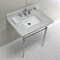 Fauceture KVPB3022M8SQ1 30" Console Sink with Brass Legs (8-Inch, 3 Hole), Marble White/Polished Chrome KVPB3022M8SQ1 - alternate 4